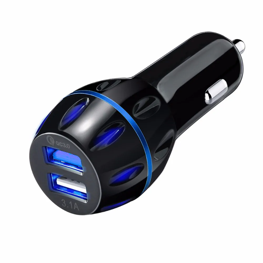

New Car Charger Fast Charge Qualcomm Dual USBQC3.0+3.1A Halo Adapter Car Fast Car Charger For 12V To 5V Cigarette Lighter