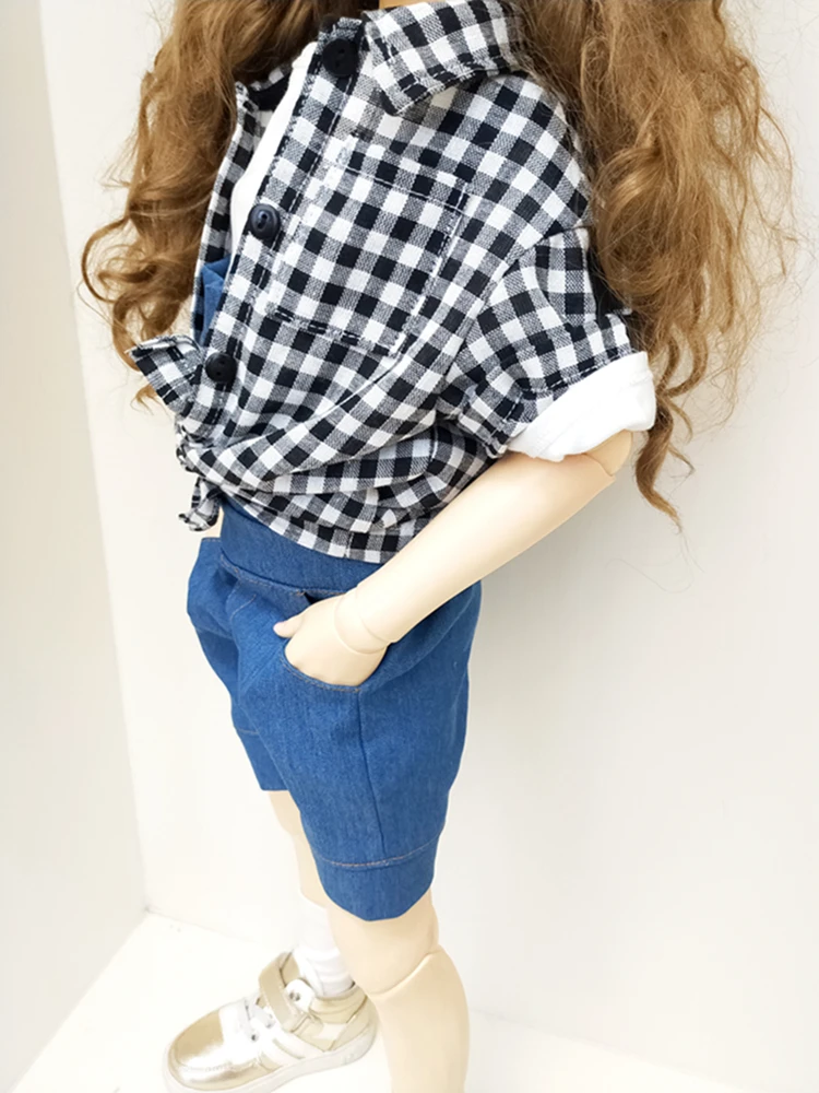 Одежда для кукол клетчатая рубашка простая короткая рубашка модная одежда подходит для 1/3 1/4 1/6 BJD рубашки кукольные аксессуары для кукол