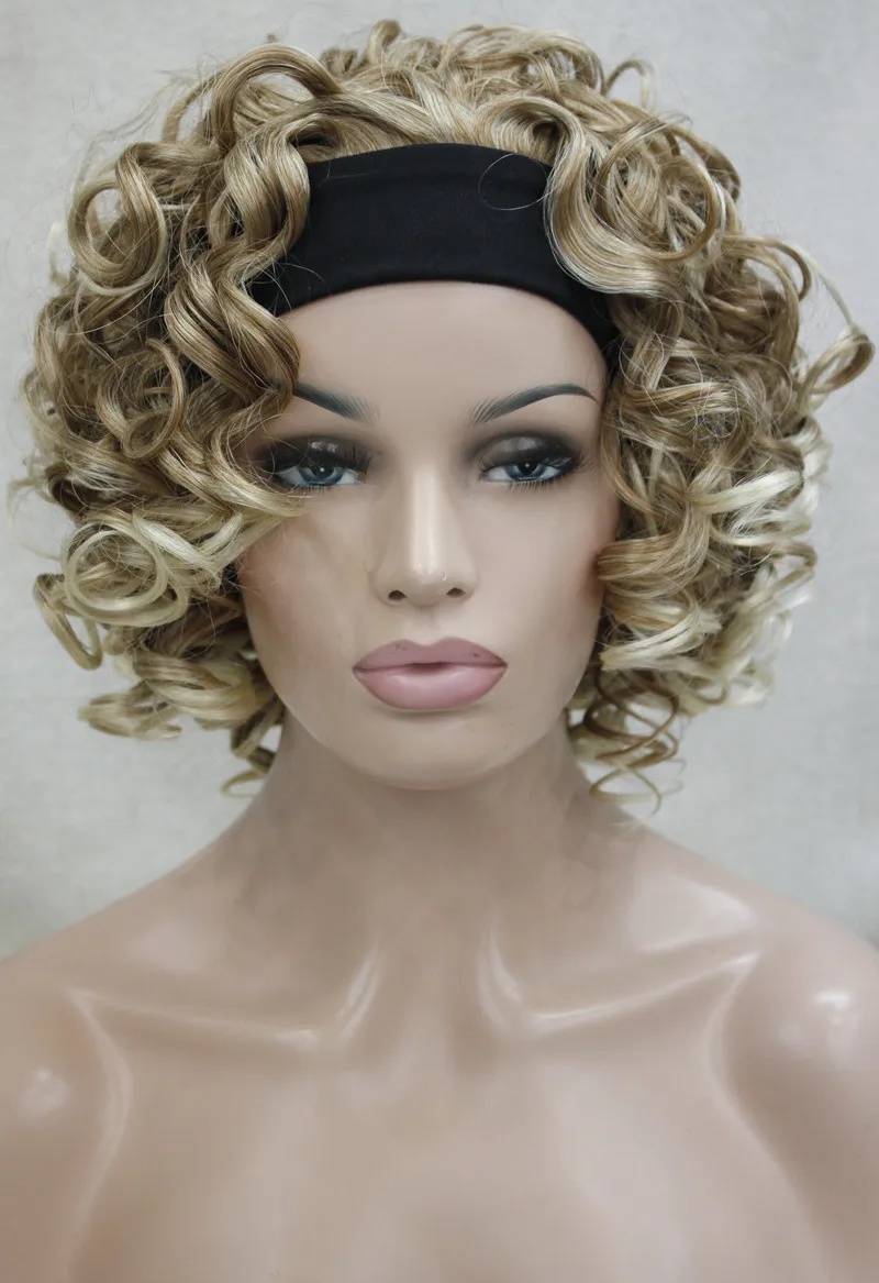 New Fashion 3 4 Wig With Headband Short Curly Women S Synthetic
