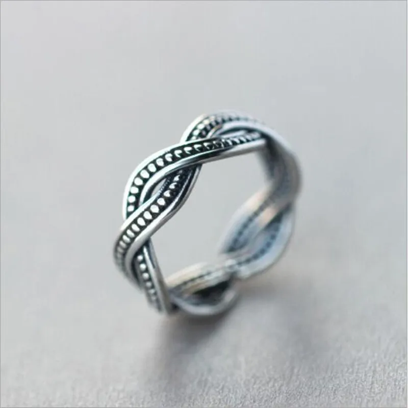 Ретро Изысканный Простой личности 925 пробы серебряные ювелирные изделия твист тайский серебряный хвост женский открытие кольцо SR251