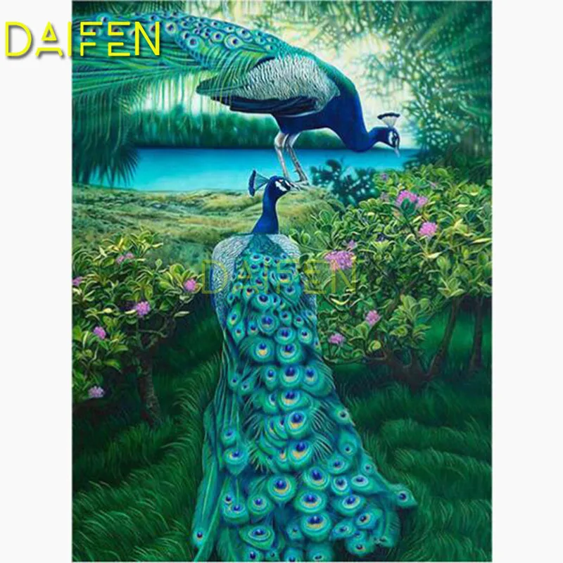 

Full Round Diamond mosaic Full Square Diamond painting peacock lake flower bamboo 5D DIY Diamond embroidery Cross stitch