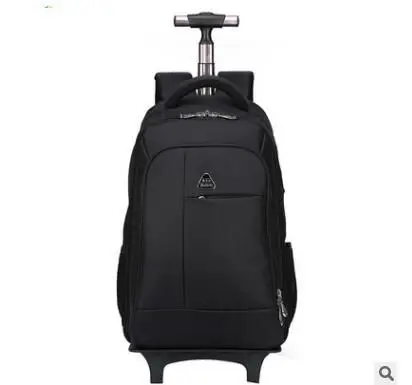 Wo мужские дорожные рюкзаки с колесами, мужские деловые дорожные сумки на колесиках, чемодан на колесиках, Mochila, Оксфорд, сумки на колесиках - Цвет: black 21 inch
