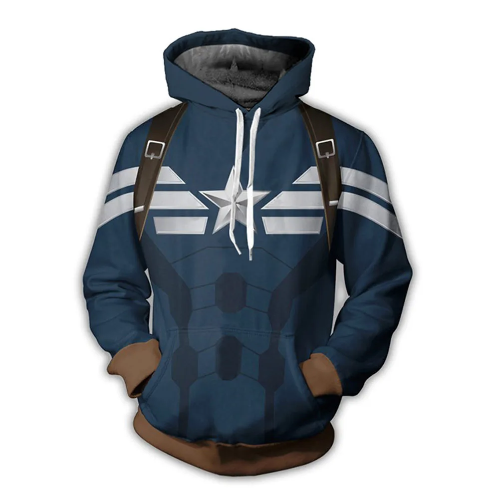 AudWhale Anime Hoodie For Men Marvel Captain American Avengers Endgame Printed Mens Hoodies