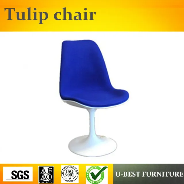 Special Price U-BEST High quality Fabric Upholster Fiberglass Tulip Side Dining Chair,Mid Century White tulip chair with blue cushion Special Price U-BEST High quality Fabric Upholster Fiberglass Tulip Side Dining Chair,Mid Century White tulip chair with blue cushion
