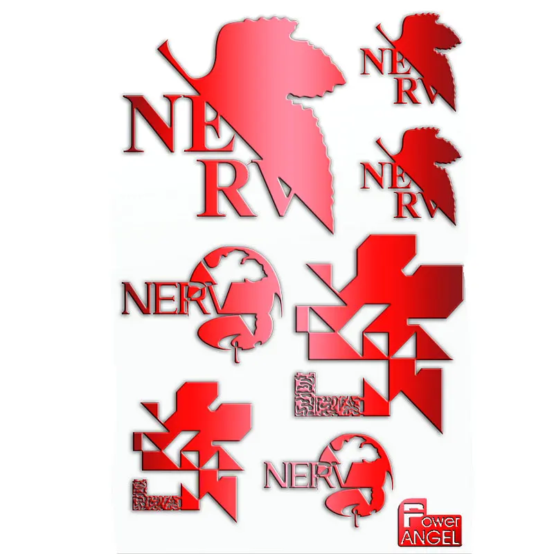 7pcs/set 3D Metal Anime Stickers Evangelion EVA LOGO ...