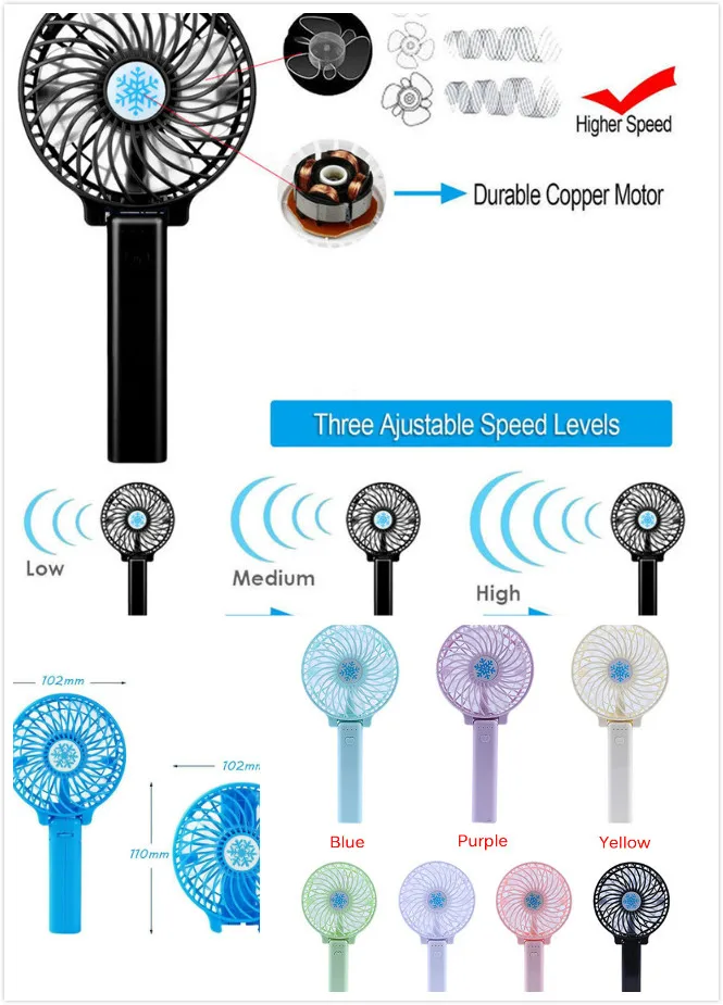 

Rechargeable USB Fan Air Cooler Mini Operated Hand Held Protable No Battery