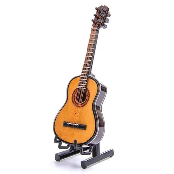 

TFBC Home Decoration Wooden Mini Ornaments Guitar Musical Instrument Miniature Dollhouse Model Home Decoration With Holder
