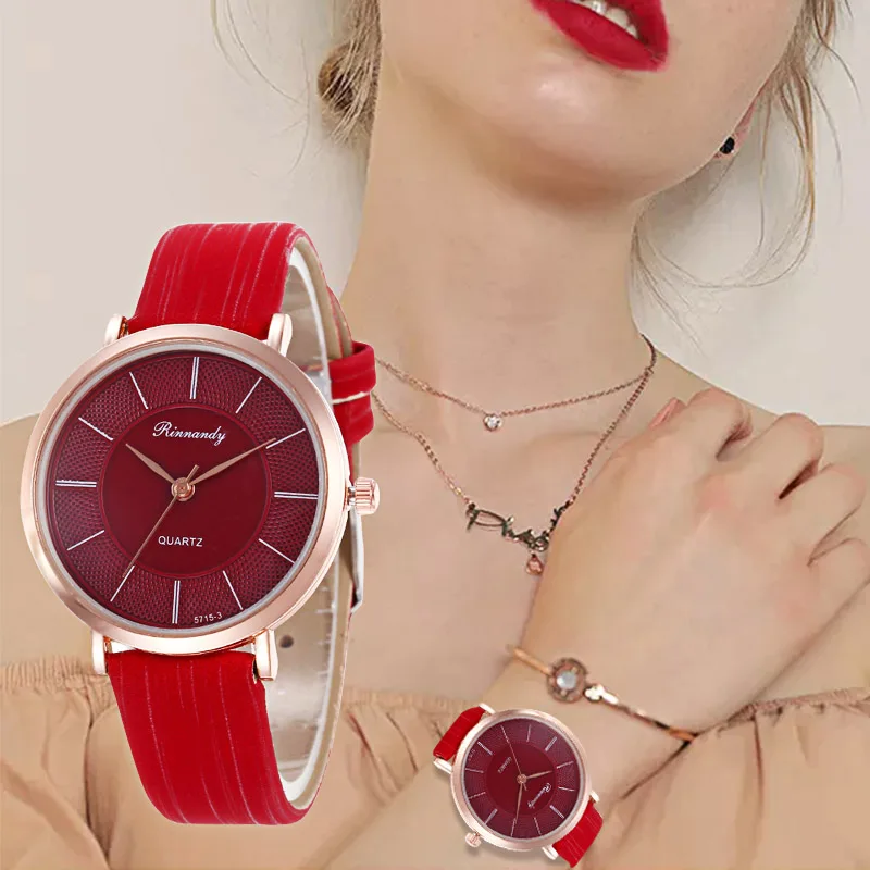 

WJ-8538 Fashion Ladies Watches Bright Rose PU Leather Strap Wristwatch Women Elegant Minimalist Quartz Watch reloj de pulsera