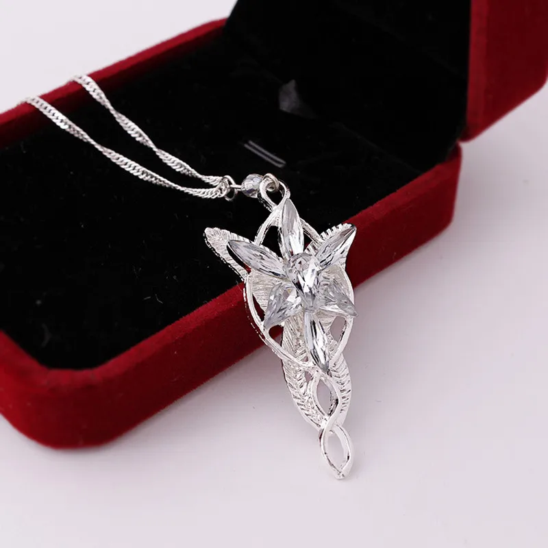 2016 Wizard Princess Arwen Evenstar silver color Pendant Necklace Collares Evening Star Crystal