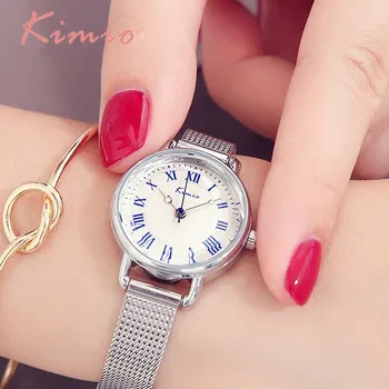

KIMIO Retro Women Watches Steel Milan Nice Weave Watch Strap Roman Numerals Scale Ladies Watches Top Brand Luxury Quartz Watch