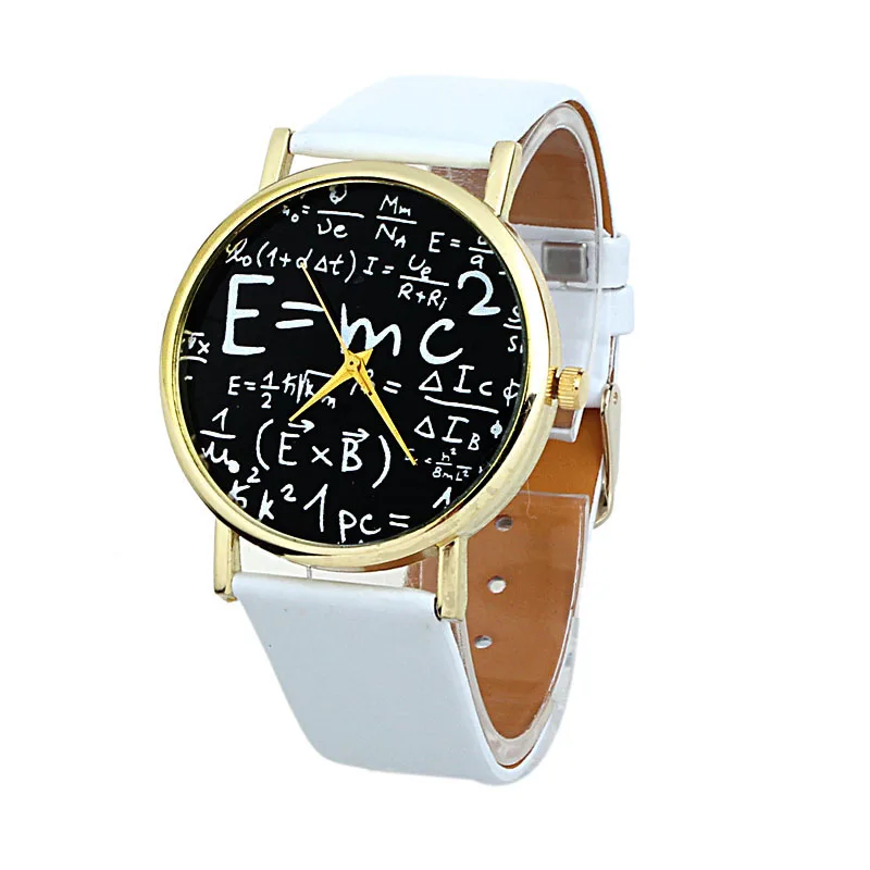 Relogio Модные женские наручные часы Роскошные математические часы с браслетом женские спортивные мужские из искусственной кожи кварцевые наручные часы reloj - Цвет: White