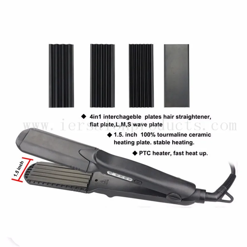4 in1 Interchangeble Plates Hair Straightener Crimper Plate LMS Wave