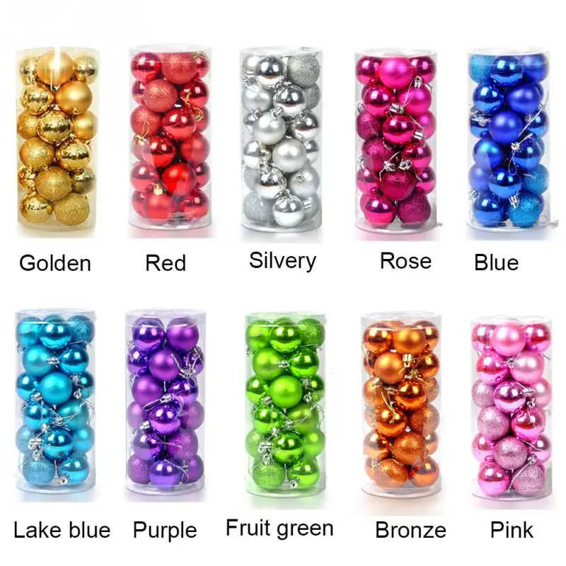 

24pcs/lot Christmas Ball Ornaments 4CM Christmas Ball Hanging Tree Ornament For Prom New Year Holiday Party Wedding Decoration
