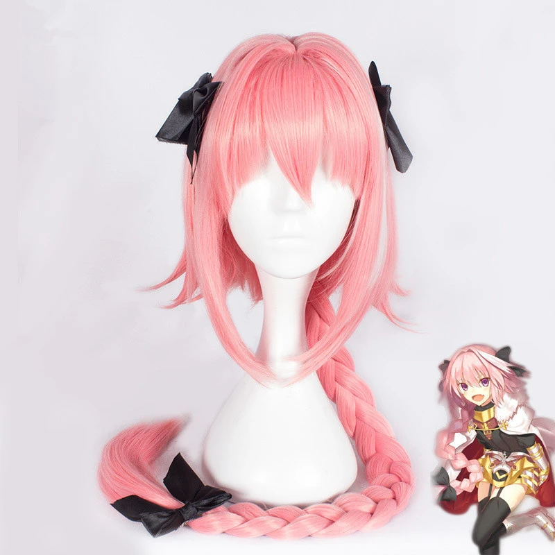 Japanese Anime Fate Apocrypha Astolfo Cosplay Wigs With 3 Black Bowknot Halloween Party Stage Play Long Hair Wig Cap Aliexpress
