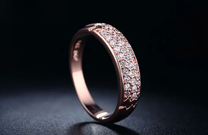 YANHUI Fine Jewelry Rings original 18KRGP Stamp Gold Filled Ring Inlay Full CZ Diamant Engagement Wedding Rings For Women JZR016