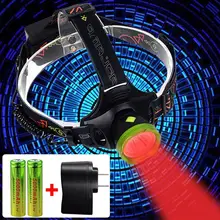 Мощный Головной фонарь 8000лм T6+ красный COB светодиодный налобный светильник налобный фонарь USB Перезаряжаемый фонарь для кемпинга охотничий светильник+ зарядное устройство переменного тока+ usb-кабель