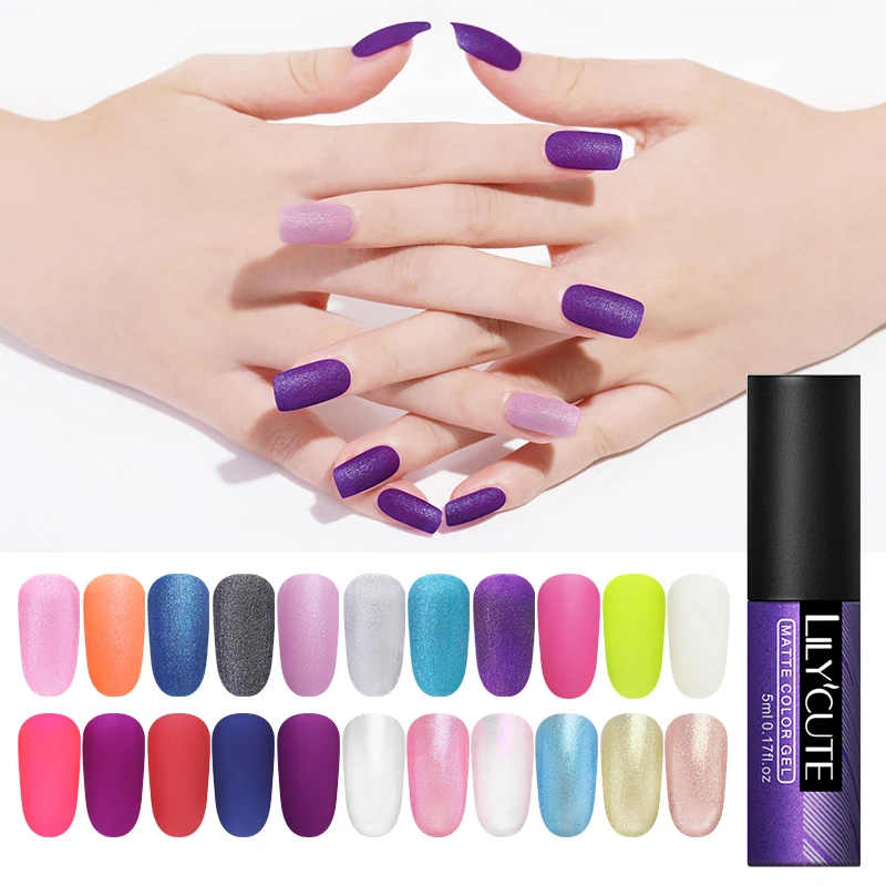 LILYCUTE ماتي معطف فوقي هلام نقع قبالة الأشعة فوق البنفسجية هلام البولندية مسمار الفن الغراء طويلة الأمد مانيكير DIY تصميم