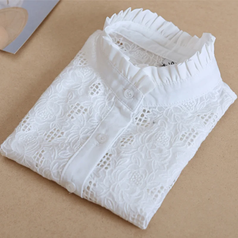 Detachable Lapel Shirt Fake False Collar Choker Necklace Hot Women Solid Pretty Hollow Lace Embroidery Floral lace collar |