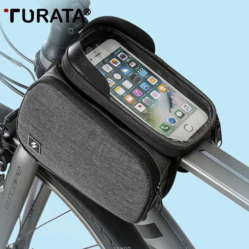 

TURATA Universal Waterproof Bike Bicycle Saddle Pouch Touch Screen Bag Phone Holder for iPhone 7 Xiaomi On The Frame Bicycle Bag