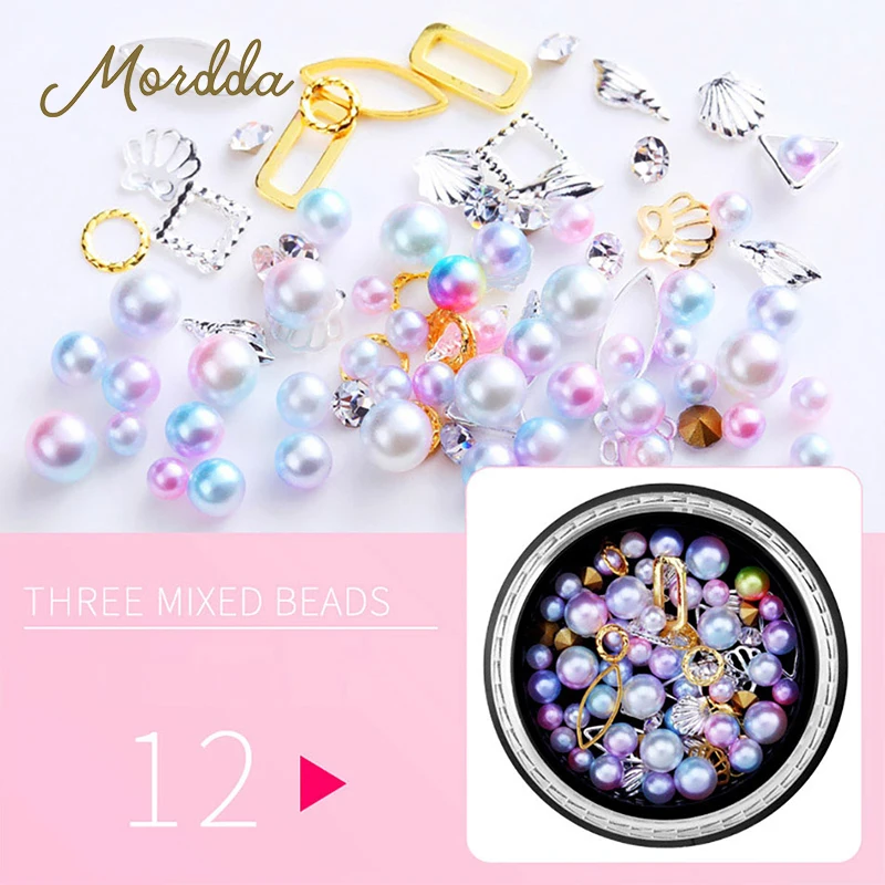 

MORDDA 1 Box Nail Art Decorations Rhinestones Nails Accessories For Nail Design 3D Nail Shell Beads For Manicure Alloy Supplies