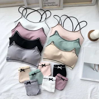 

Women Cotton Bra Set Lingerie Female Underwear Comfortable Wireless Bra Sets