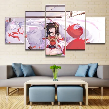 

Hd Home Decoration Canvas Painting 5 Pieces Akagi Azur Lane Picture Wall Art Prints Modular Modern Anime Poster For Girl Room