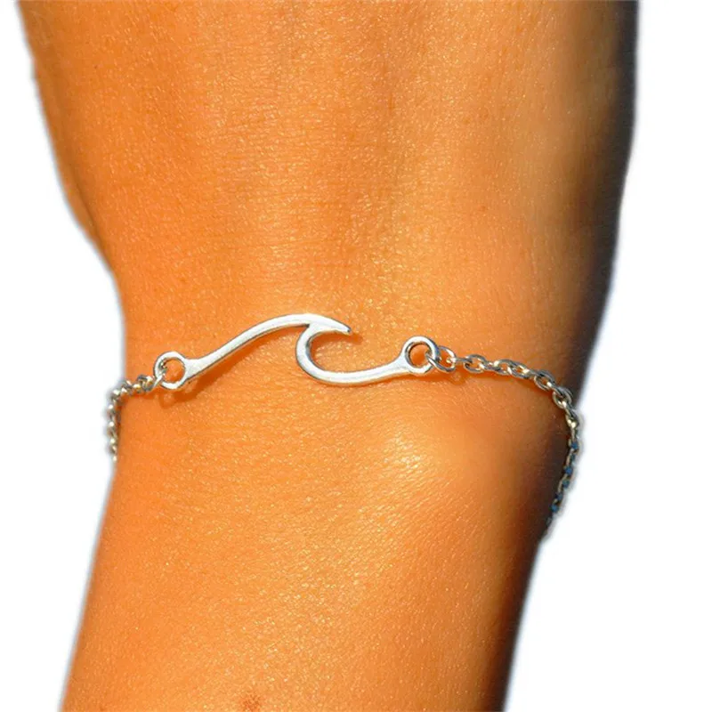 

12pcs/lot Wave Bracelet Silver Ocean Wave Charm Bracelets for Women Best Friend Bracelet Surfer Waves Surfer Jewelry