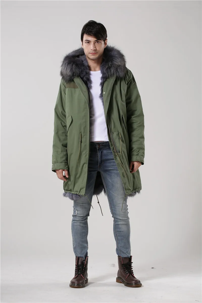 2016 new fashion customize Mr Mrs fur coats unisex real big raccoon fur collar grey real fox fur parka