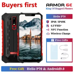 Смартфон Ulefone Armor 6E, водонепроницаемый, IP68, NFC, прочный мобильный телефон, Helio P70, Otca-core, Android 9,0, 4 Гб + 64 ГБ, Беспроводная зарядка, 4G