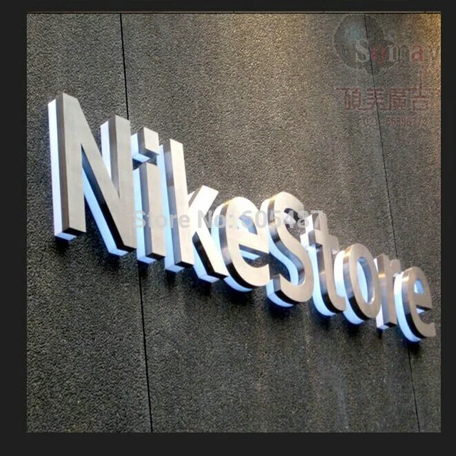 Outdoor 3D LED Signs Backlit Brushed Stainless Steel Letters-in LED