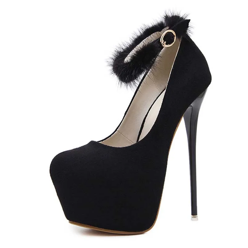 2019 New Spring Sexy Gladiator Woman Pumps Patform Heels Party Round Toe Buckle Strap Pumps shoes Black shoes 34-40 Women Shoes