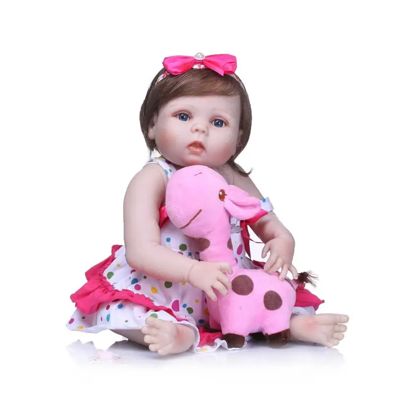 girl doll 57cm realistic blue eyes soft silicone vinyl reborn baby