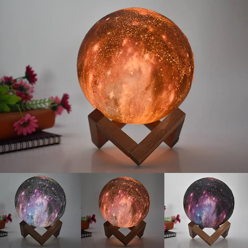 

3D Night Light 7/16 Colors Wood Stand Touch Remote Control USB Charging LED Moon Lamp Baby Kids Lover Birthday Gift Night Light