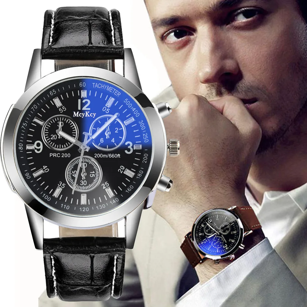 Casual Mens Wrist Watch Fashion Analog Watch With Leather Band