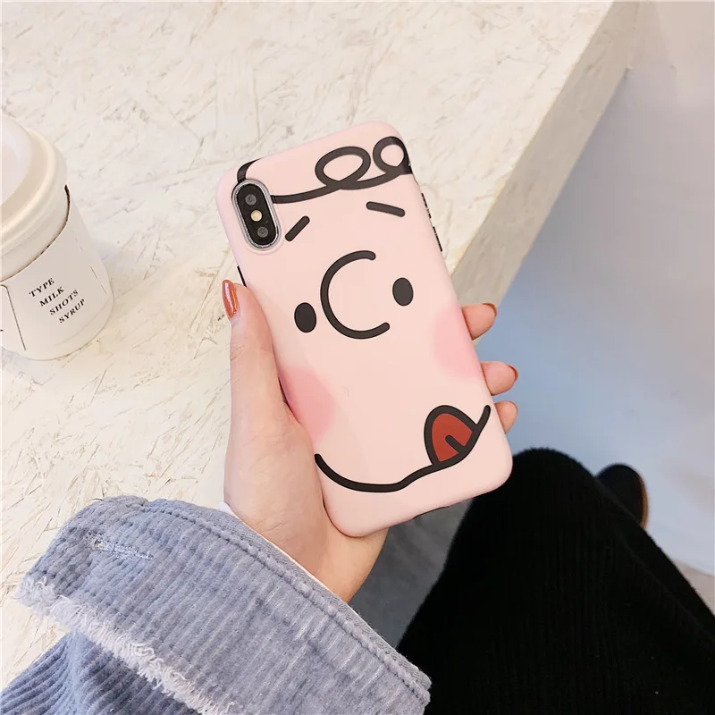 Super cute cartoon avatar for iphone 7 case silicone soft matte expression couple cover for iPhone 6s 7 8 plus X XR XS MAX funda