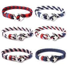 Homod браслет с якорем из нержавеющей стали мужской Шарм морской выживания Веревка Цепь-Паракорд Браслет Мужской обертывание металлические спортивные крючки