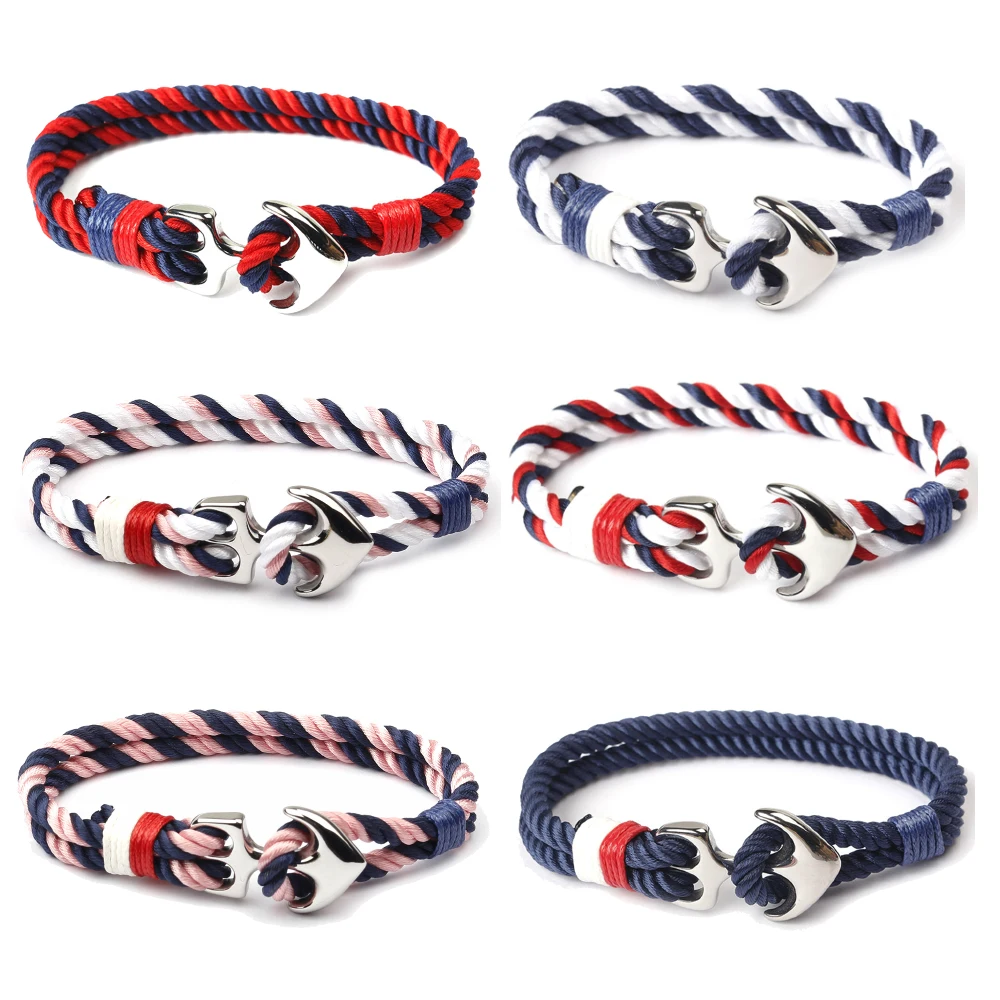 

HOMOD Stainless Steel Anchor Bracelets Men Charm Nautical Survival Rope Chain Paracord Bracelet Male Wrap Metal Sport Hooks