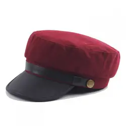 DeePom Военная Униформа кепки шапка женская зимняя шапки для мужчин и женщин Дамы армейский милитари шляпа Pu кожаный козырек черный кепки