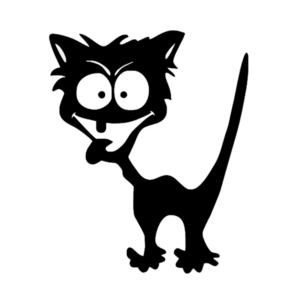 11cmX13cm Car Sticker Car Styling Cartoon Funny Cat Logo Decal Auto Creative Stickers External Accessories BlackSilverLaser (2)