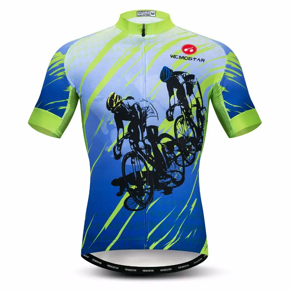 Mens Team Short Sleeve Cycling Jersey Bike Full Zipper Racing Shirt Bicycle Tops