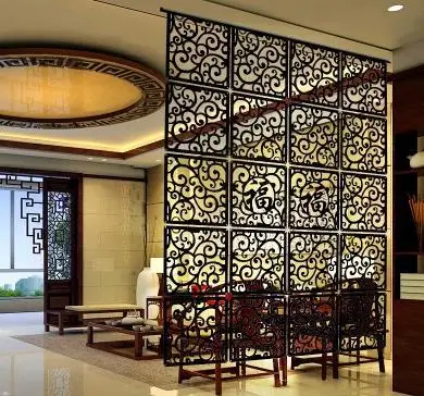 Kopen (6 stuks veel) Restaurant retro holle gesneden hout decoratieve gordijn opknoping muur minimalistische (Een stuk Maat 29*29*0.5 cm)