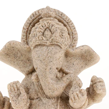 

The Hue Sandstone Meditation Elephant God Ganesh Statue Figurine Model 10cm - for home hotel office