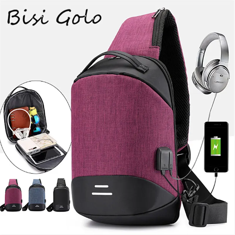 

BISI GORO Fashion Men Women Shoulder Handbag Anti Theft USB Charging Crossbody Women School Designal Waterproof Laptop Handbags