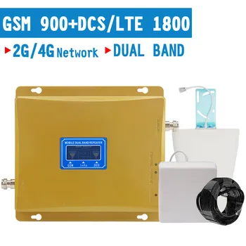 

2G 4G Cellphone Signal Repeater 2G GSM 900mhz 4G LTE DCS 1800mhz Dual Band Cellular Amplifier 70dB Gain LCD Display Booster Set