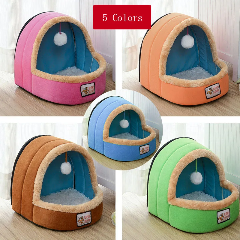 Pet Bed Dog House Kennel Doggy Warm Cushion Basket for Small Medium Dogs Fashion Strawberry Cave Cat Tent Puppy Nest Mat