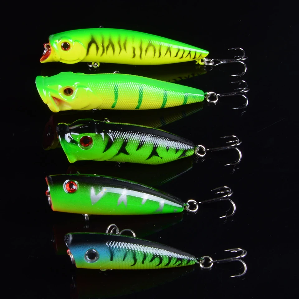 Смешанные 5 моделей Рыболовная Приманка Topwater Popper Crankbait Карп муха пресная вода
