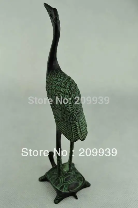 

China Handwork Bronze Grus Japonensis On The Tortoise Old Longevity Statue (A0314)