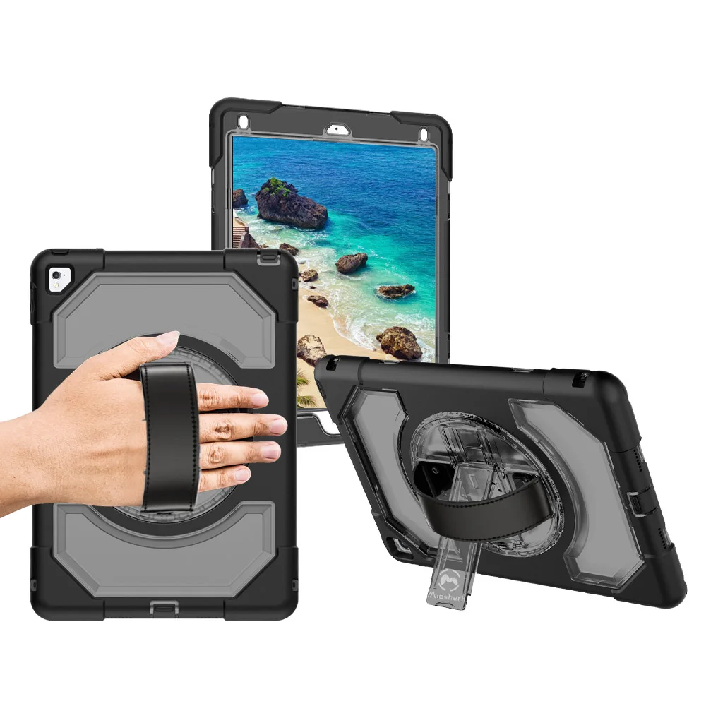 

Miesherk Case for iPad Pro 9.7 with 360 Degree Rotating Leather Hand Strap and Kickstand - Shockproof Drop Protection Cover