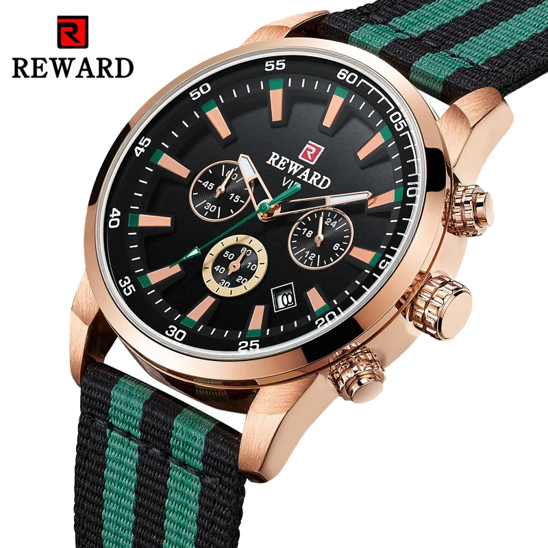 

REWARD Brand Luxury Nylon Strap Men Sport Watches Mens Analog 24Hour Date Clock Military Quartz Wristwatches Relogio Masculino