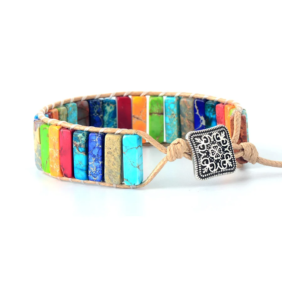 7 Chakra Bracelet Jewelry Natural Stone Tube Beads Non Leather Rope Wrap Bracelet Unisex Couples Bangle Bracelets Gifts - Image 6